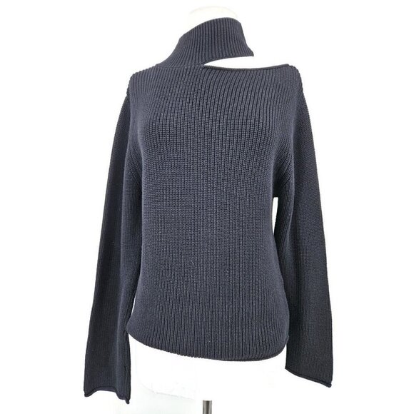 New RtA Langley Sweater Womens S Black Cotton Cut Out Long Sleeve Revolve - Picture 2 of 8